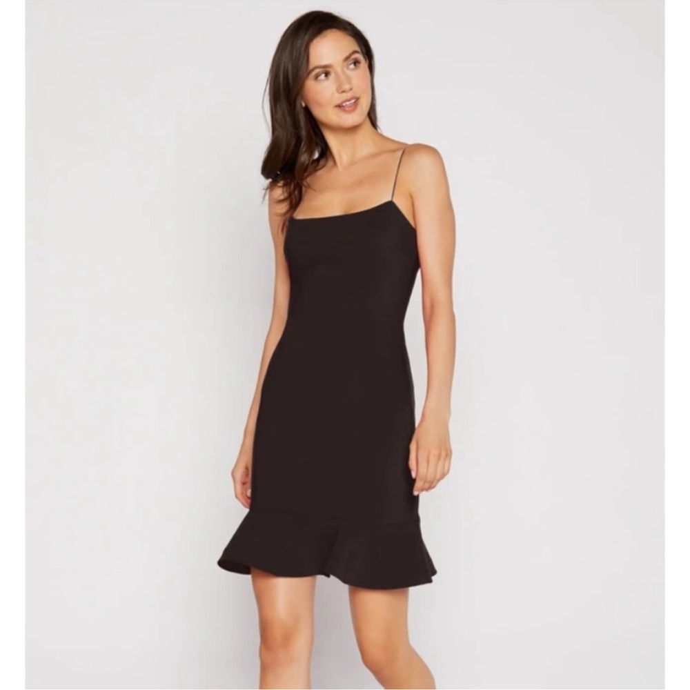 Likely Banks Flounced-Hem Slip Dress in Black